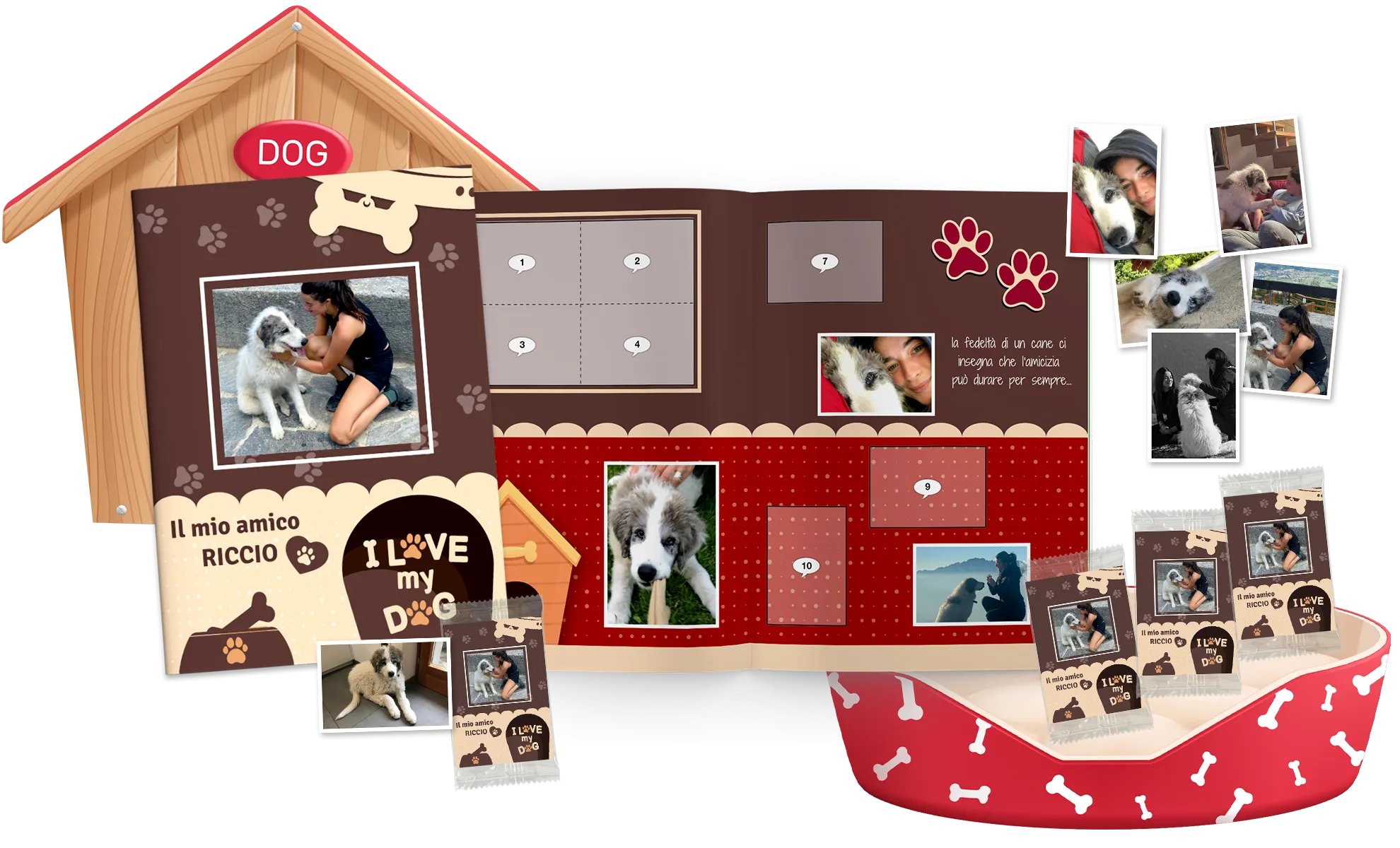 album di figurine personalizzato con le foto del tuo cucciolo dog